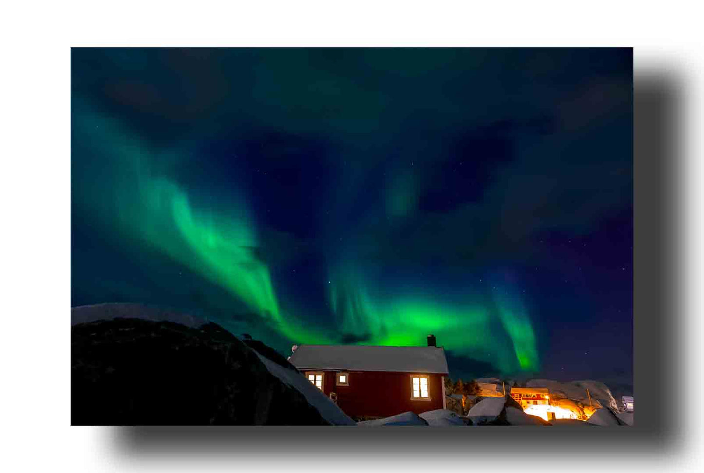 Aurora Boreal sobre las Casas Noruegas