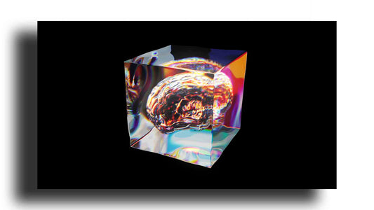 Cerebro Humano Abstracto Dentro de un Cubo de Vidrio